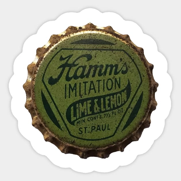 Hamm's Prohibition Lime & Lemon Soda Bottlecap Sticker by Eugene and Jonnie Tee's